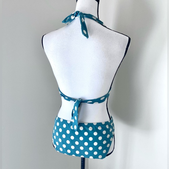 J Crew Teal and Cream Polka Dot Bikini Size M - Picture 6 of 8